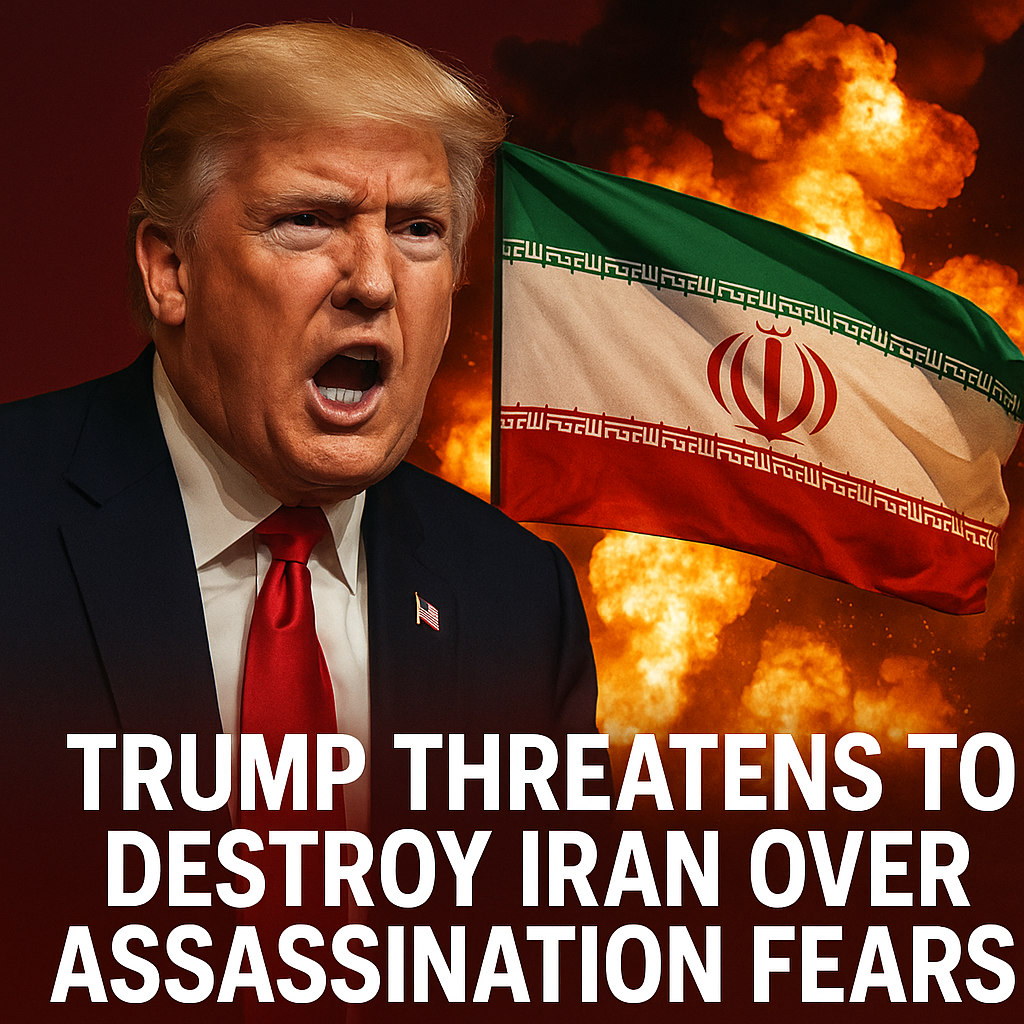 Illustration of Trump Threatens to Destroy Iran Over Assassination Fears