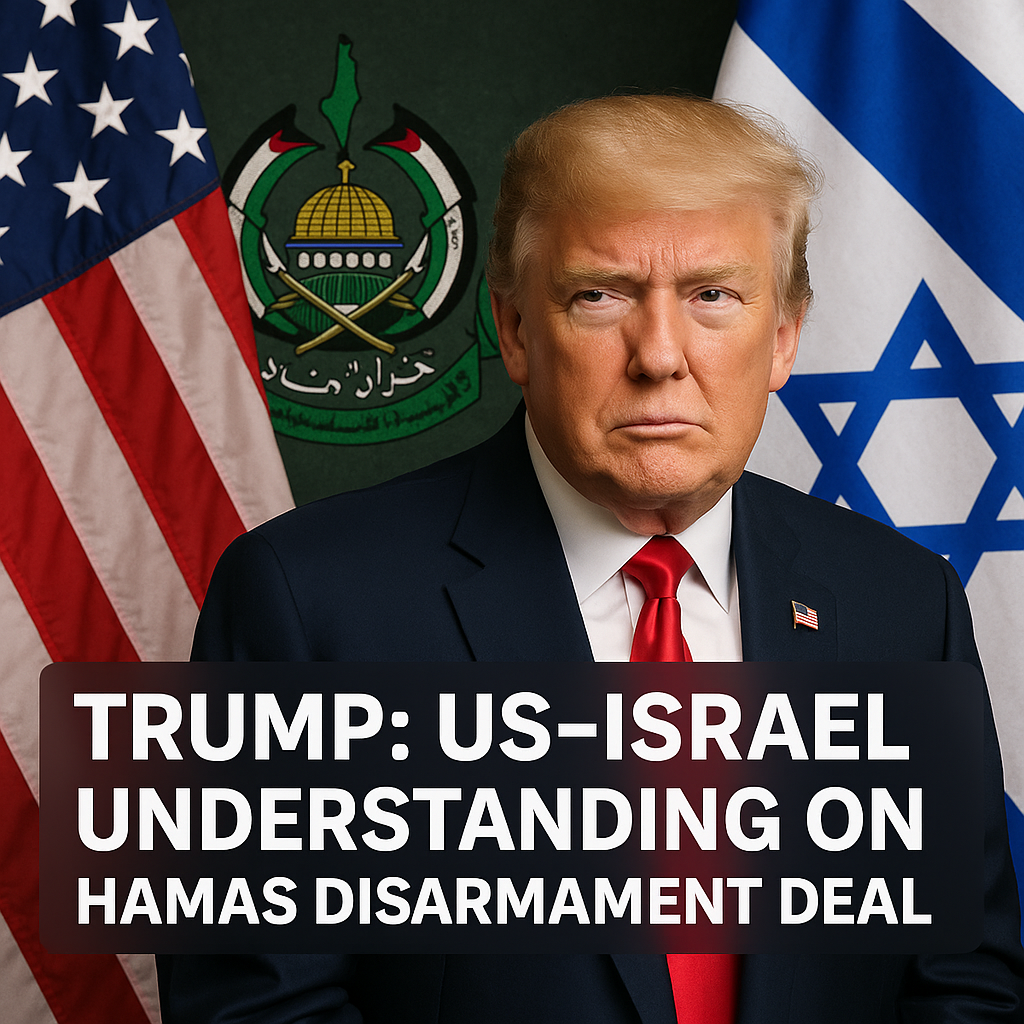 Illustration of Trump: US-Israel Understanding on Hamas Disarmament Deal