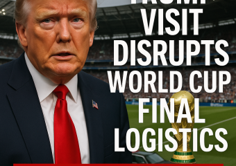 Illustration of Trump Visit Disrupts World Cup Final Logistics