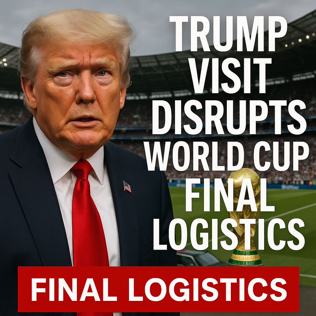 Illustration of Trump Visit Disrupts World Cup Final Logistics