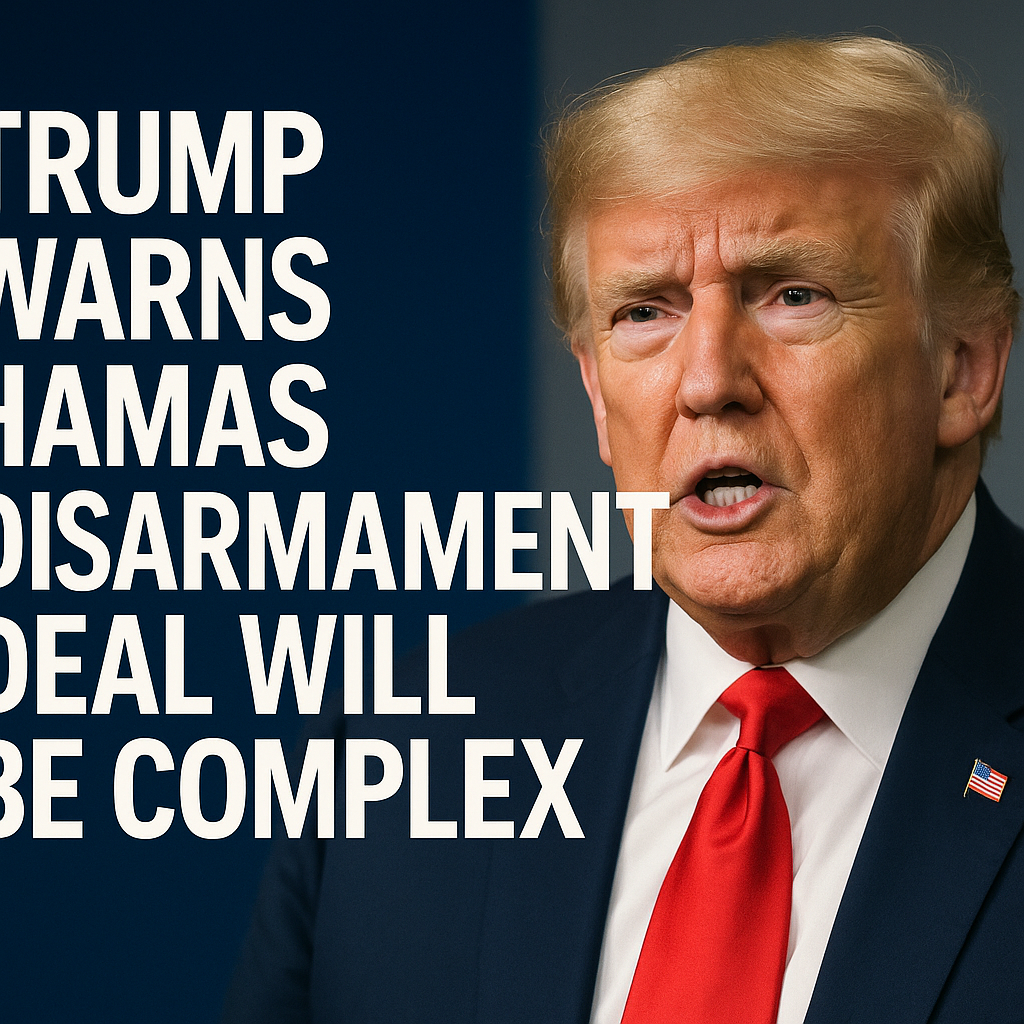 Illustration of Trump Warns Hamas Disarmament Deal Will Be Complex