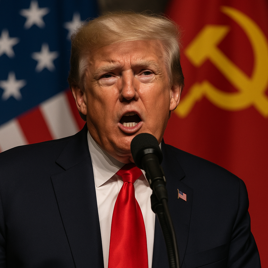 Illustration of Trump Warns of 'Communist Menace' in 250th Anniversary Speech