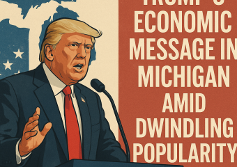 Illustration of Trump's Economic Message in Michigan Amid Dwindling Popularity