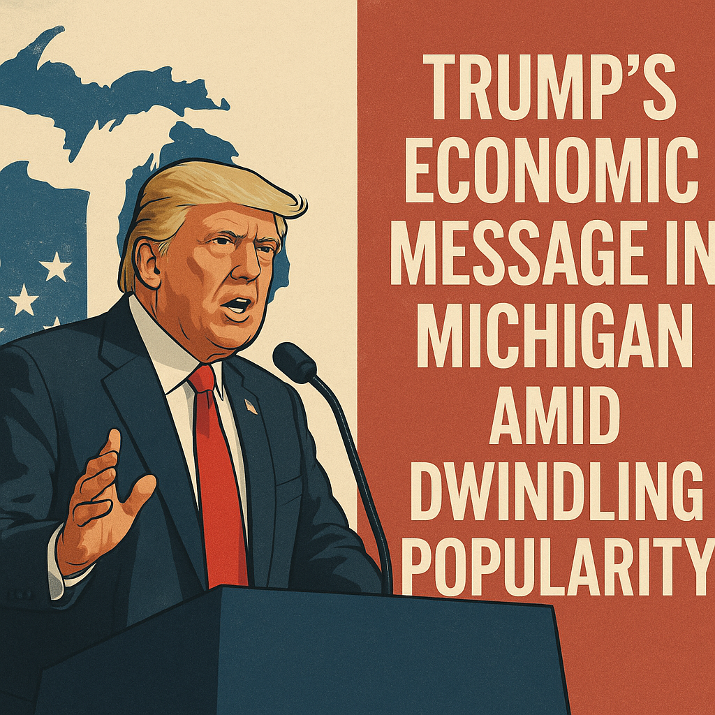 Illustration of Trump's Economic Message in Michigan Amid Dwindling Popularity