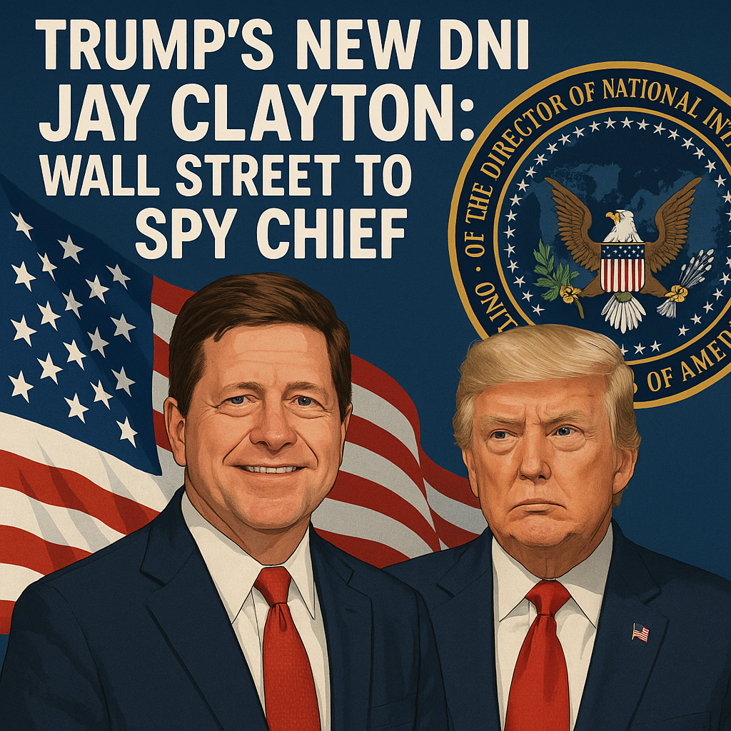 Illustration of Trump's New DNI Jay Clayton: Wall Street to Spy Chief