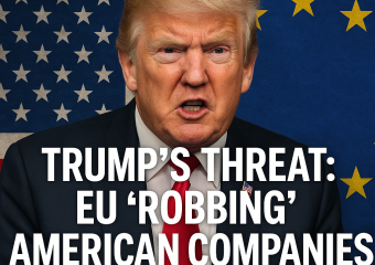 Illustration of Trump's Threat: EU 'Robbing' American Companies