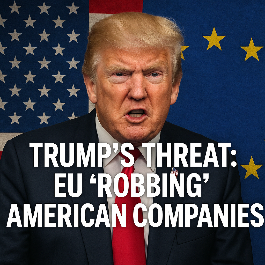 Illustration of Trump's Threat: EU 'Robbing' American Companies