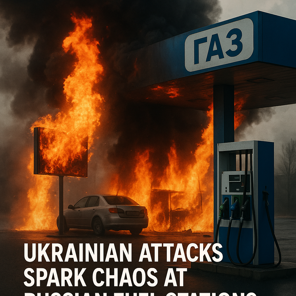 Illustration of Ukrainian Attacks Spark Chaos at Russian Fuel Stations