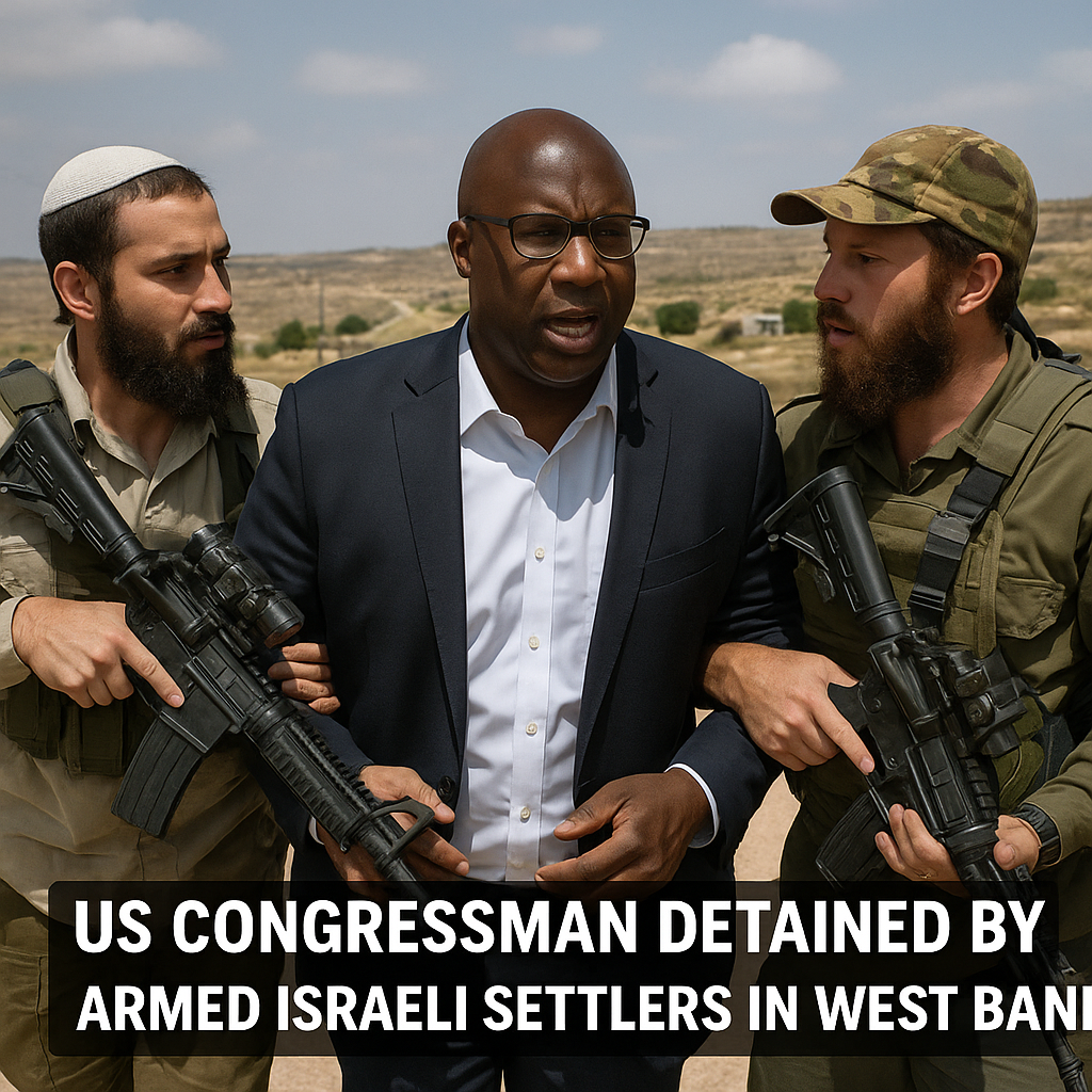 Illustration of US Congressman Detained by Armed Israeli Settlers in West Bank
