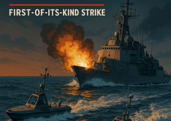 Illustration of US Drone Boats Attack Iranian Ship: First-of-Its-Kind Strike