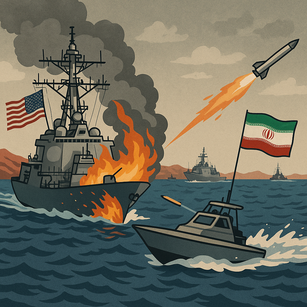 Illustration of US-Iran Tensions Rise: Attacks Escalate at Strait of Hormuz
