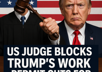 Illustration of US Judge Blocks Trump's Work Permit Cuts for Immigrants