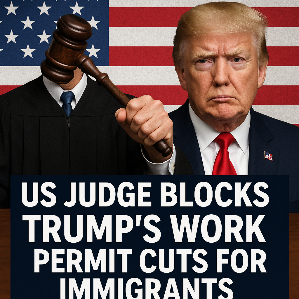 Illustration of US Judge Blocks Trump's Work Permit Cuts for Immigrants