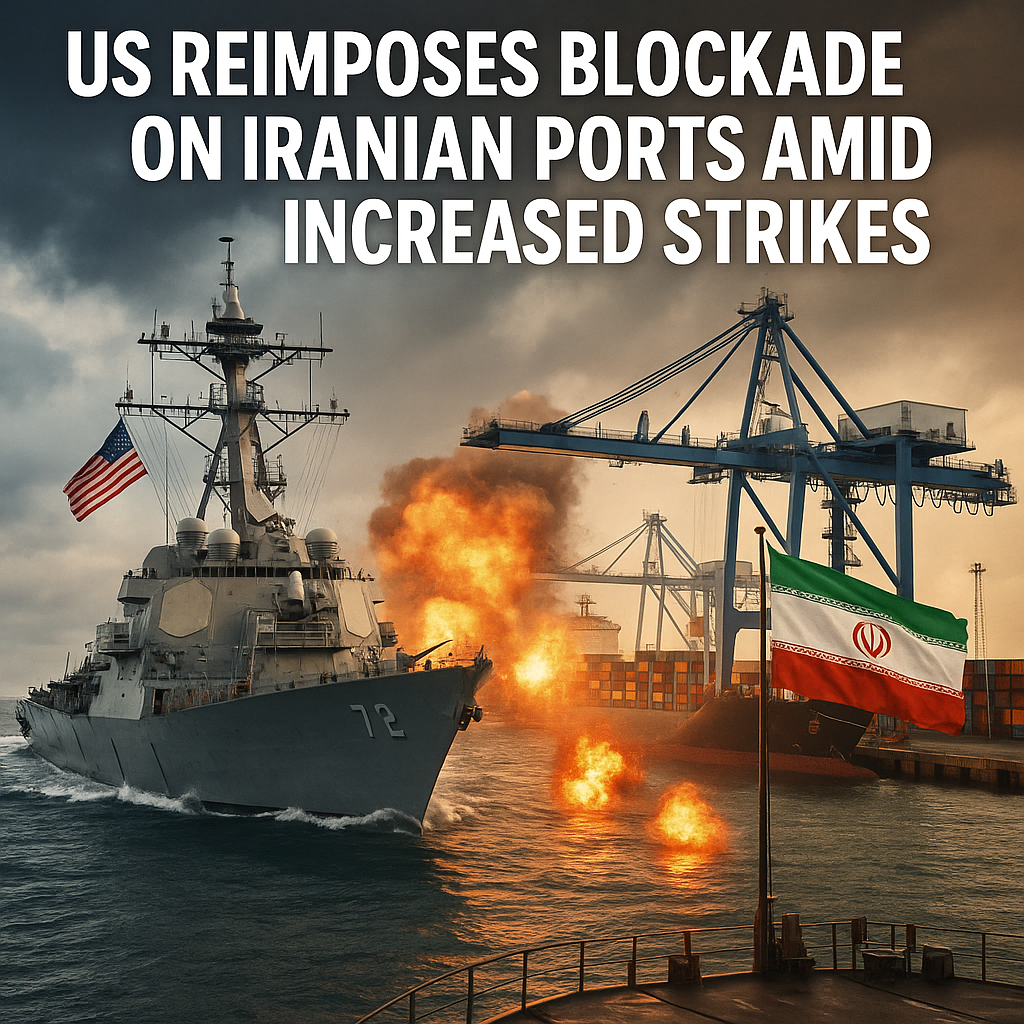 Illustration of US Reimposes Blockade on Iranian Ports Amid Increased Strikes