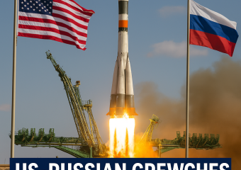 Illustration of US-Russian Crew Launches for Space Station Mission