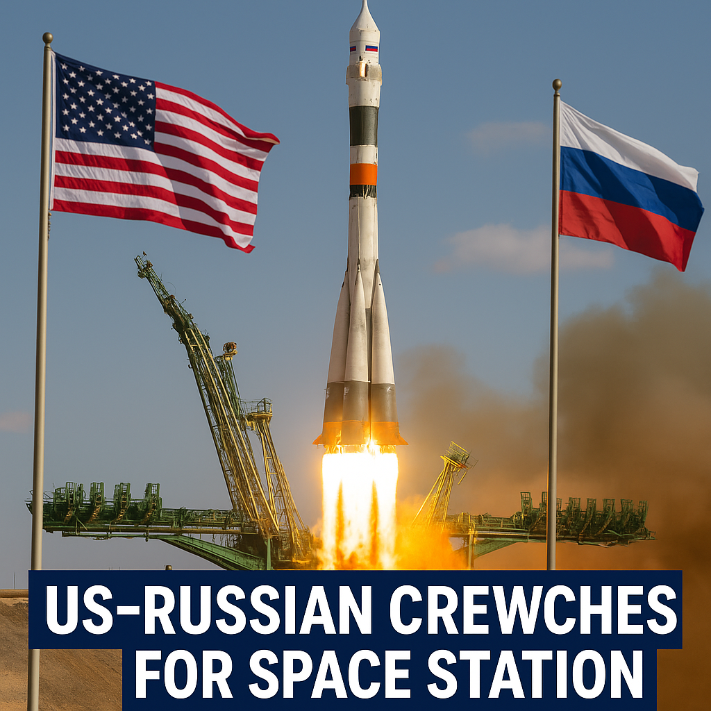 Illustration of US-Russian Crew Launches for Space Station Mission