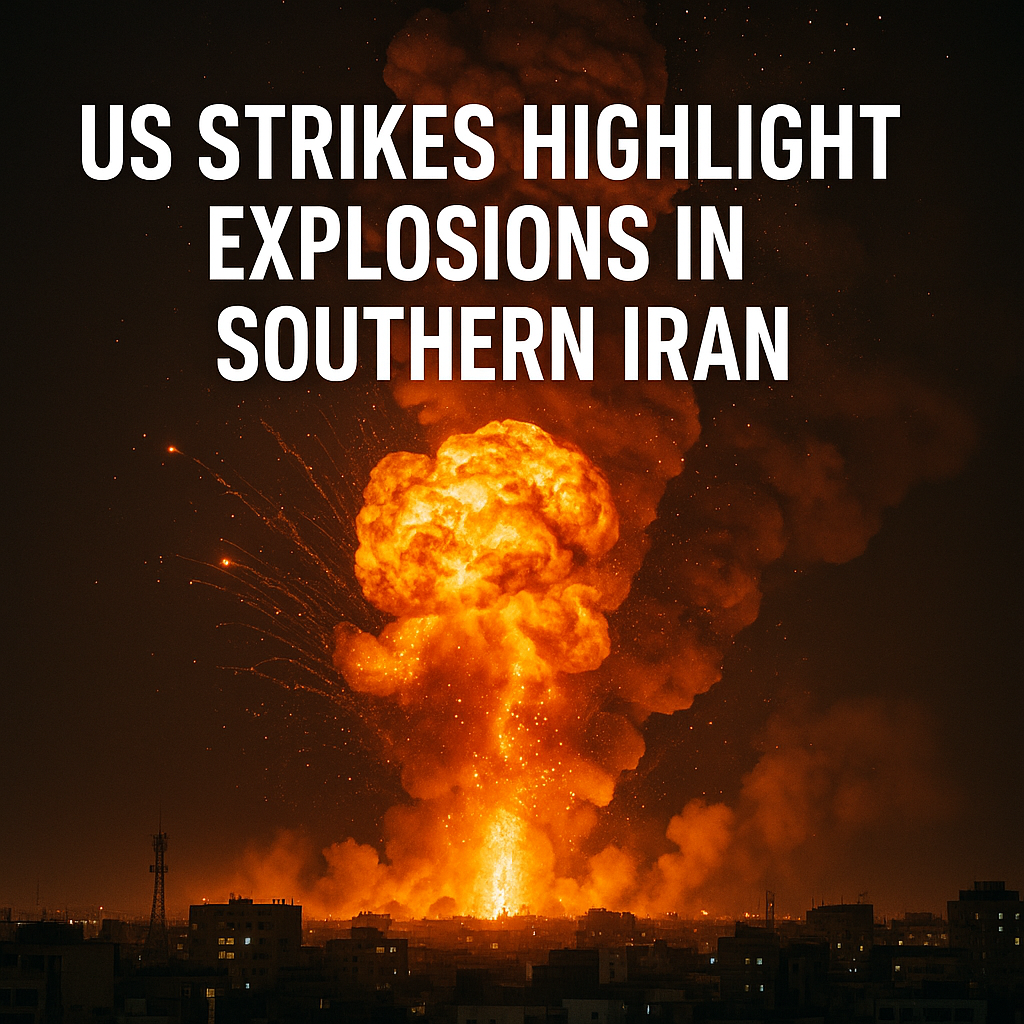Illustration of US Strikes Highlight Explosions in Southern Iran