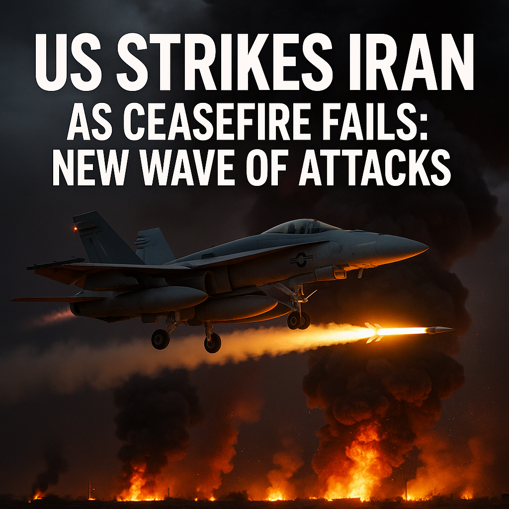 Illustration of US Strikes Iran as Ceasefire Fails: New Wave of Attacks