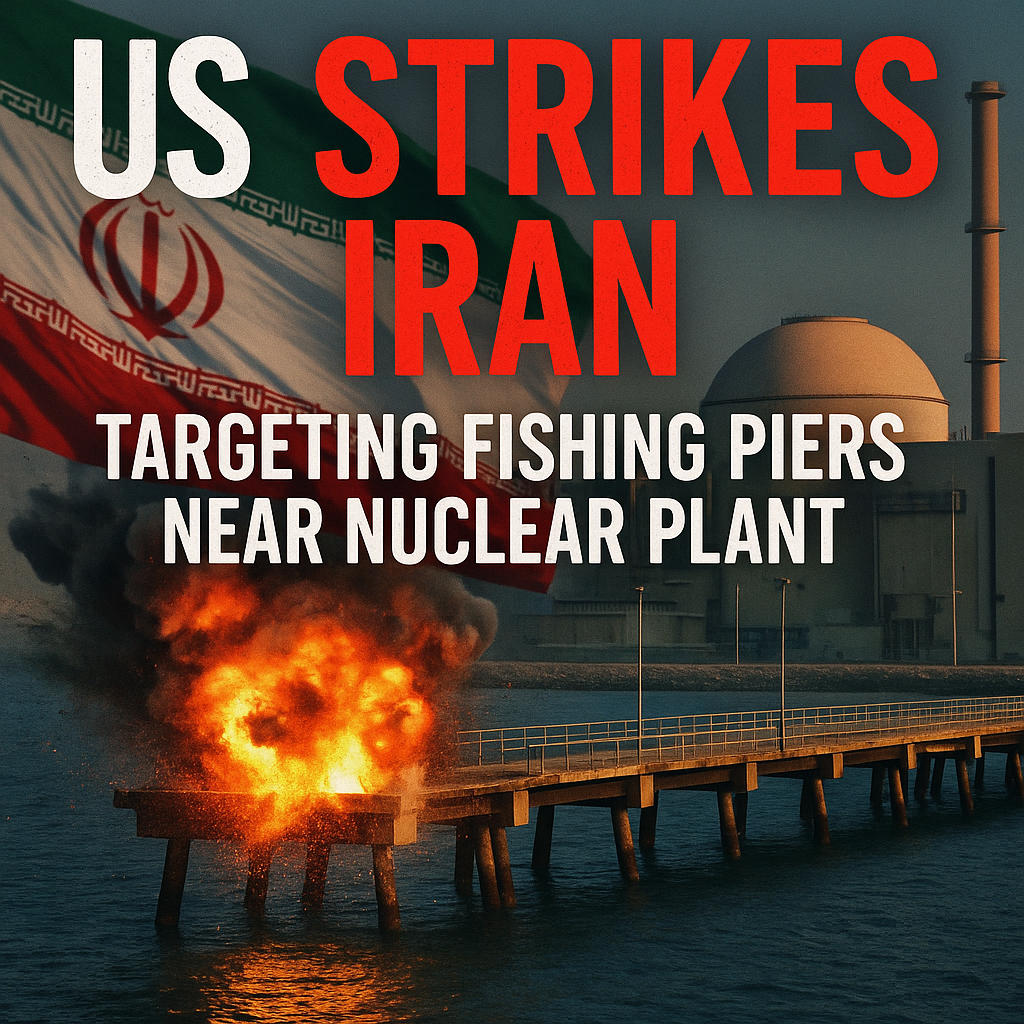 Illustration of US Strikes Iran: Targeting Fishing Piers Near Nuclear Plant
