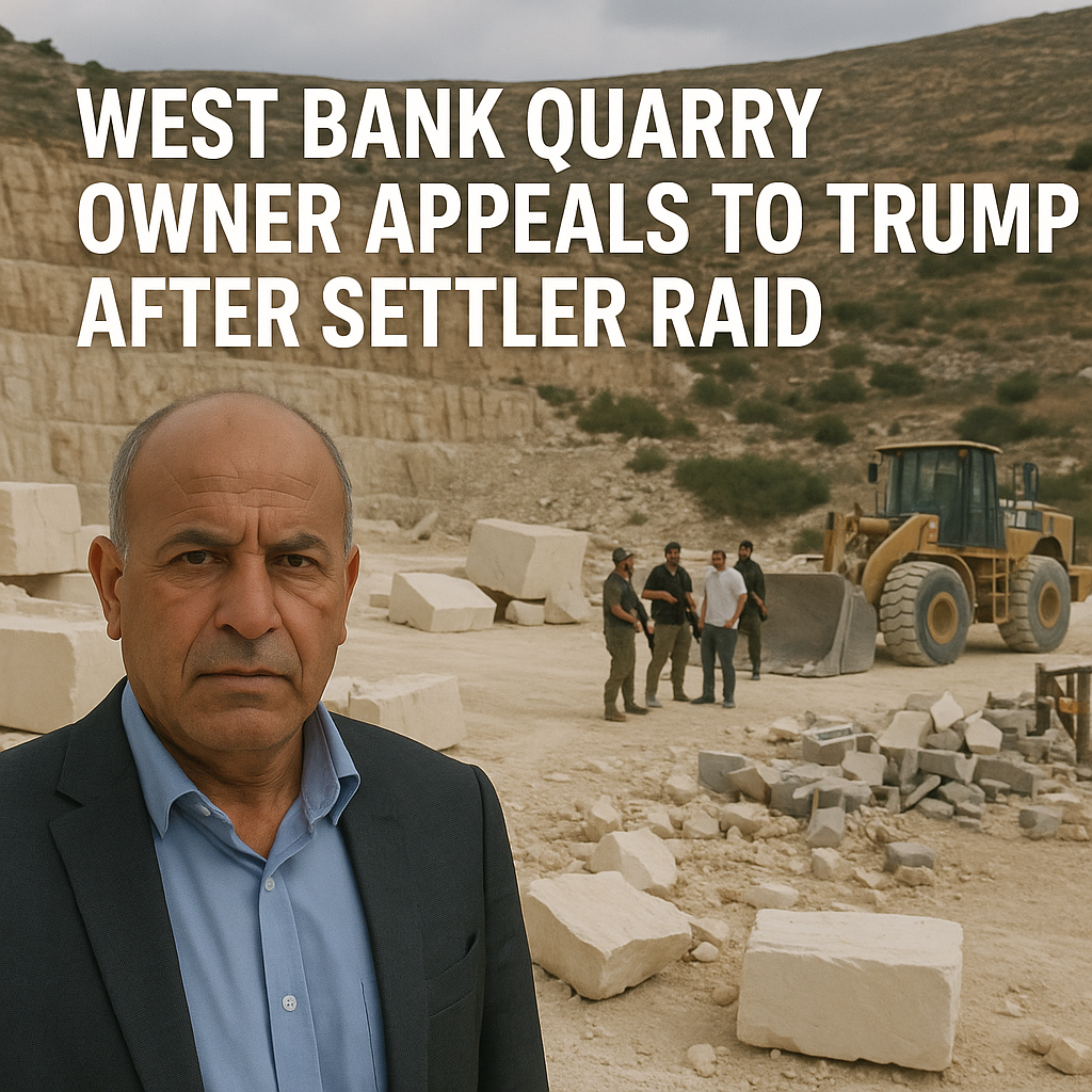 Illustration of West Bank Quarry Owner Appeals to Trump After Settler Raid