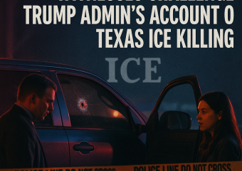 Illustration of Witnesses Challenge Trump Admin's Account of Texas ICE Killing