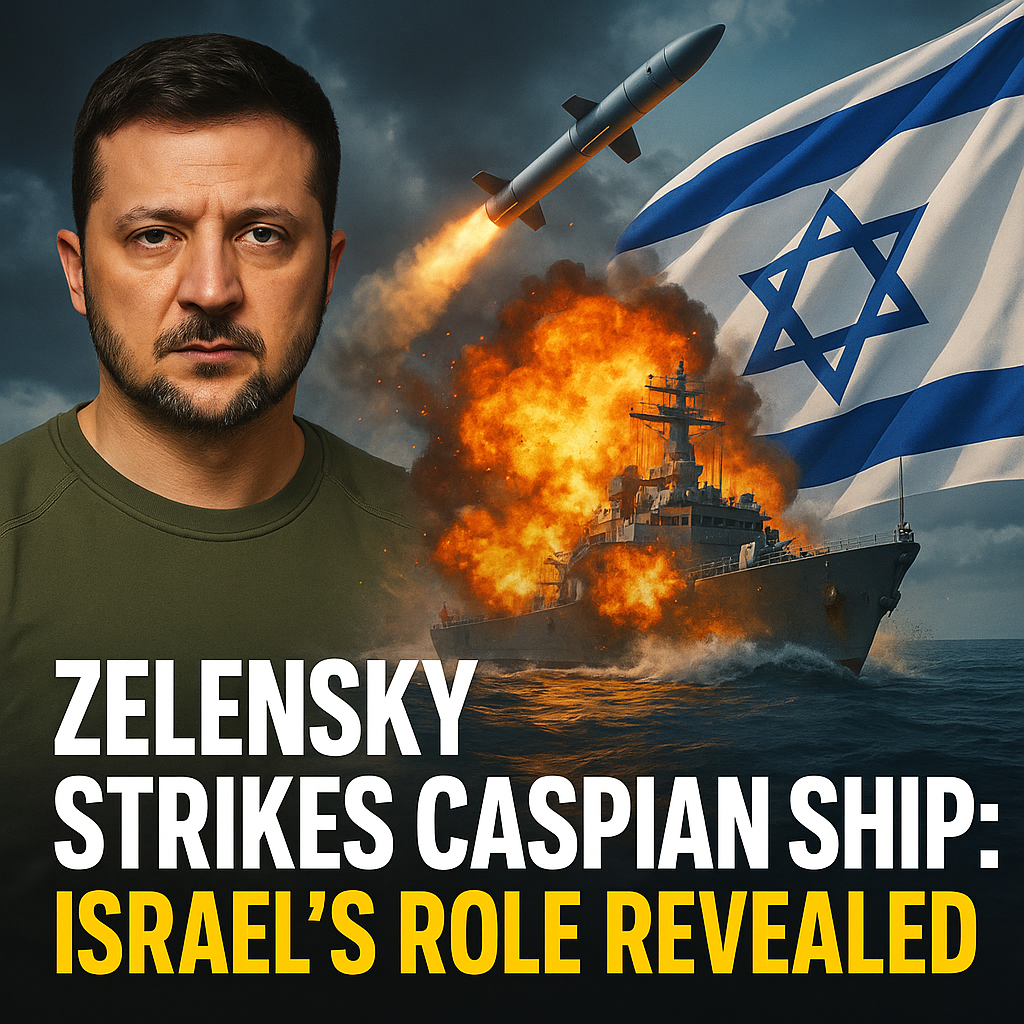 Illustration of Zelensky Strikes Caspian Ship: Israel's Role Revealed