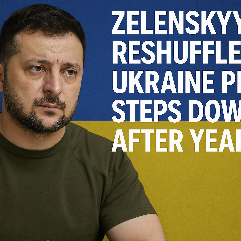 Illustration of Zelenskyy Reshuffles: Ukraine PM Steps Down After Year