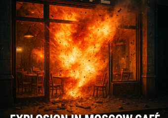 Illustration of Explosion in Moscow Cafe Leaves At Least Three Dead