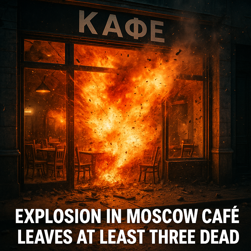 Illustration of Explosion in Moscow Cafe Leaves At Least Three Dead