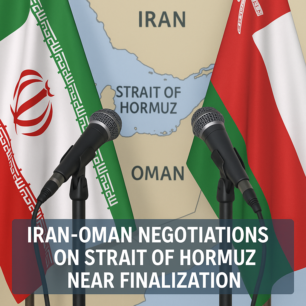 Illustration of Iran-Oman Negotiations on Strait of Hormuz Near Finalization