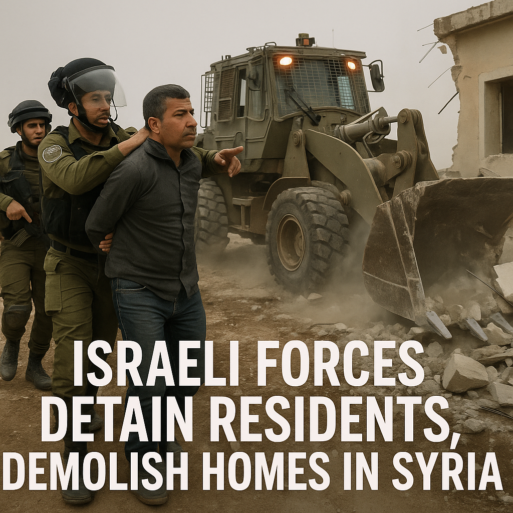 Illustration of Israeli Forces Detain Residents, Demolish Homes in Syria