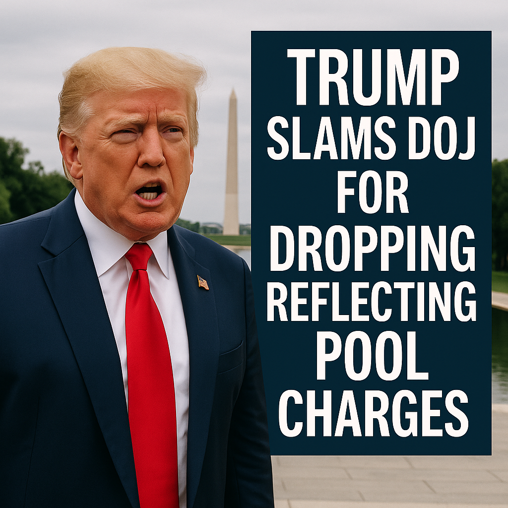 Illustration of Trump Slams DOJ for Dropping Reflecting Pool Charges