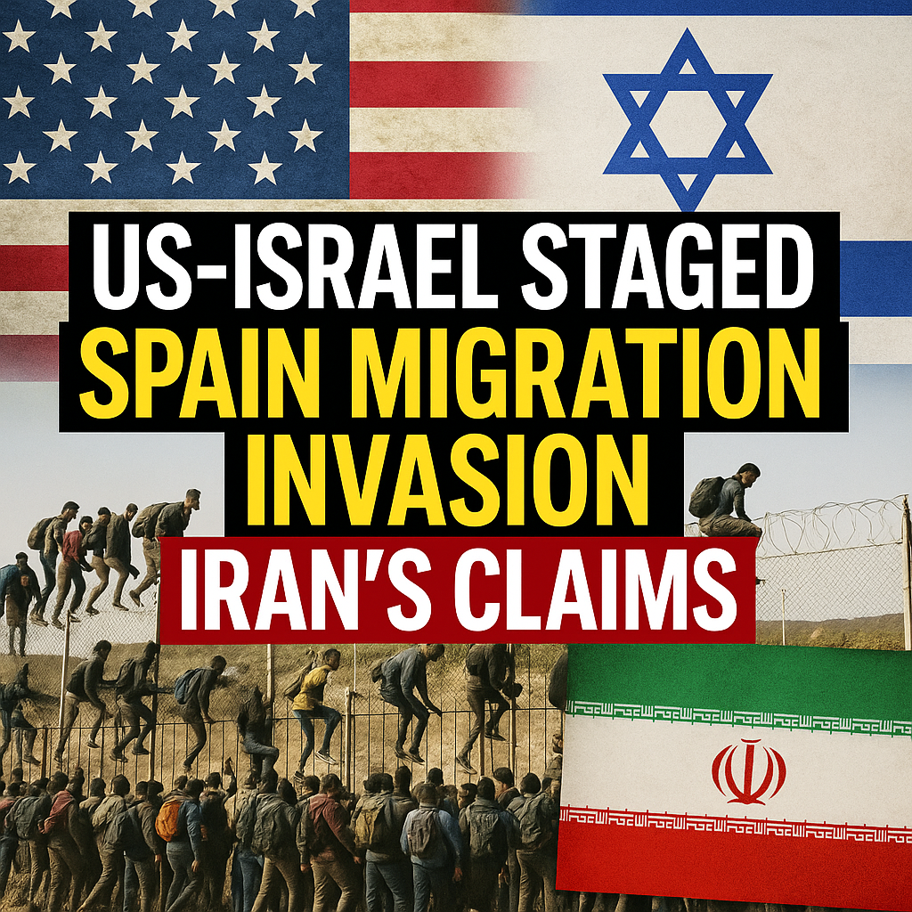 Illustration of US-Israel Staged Spain Migration Invasion: Iran's Claims