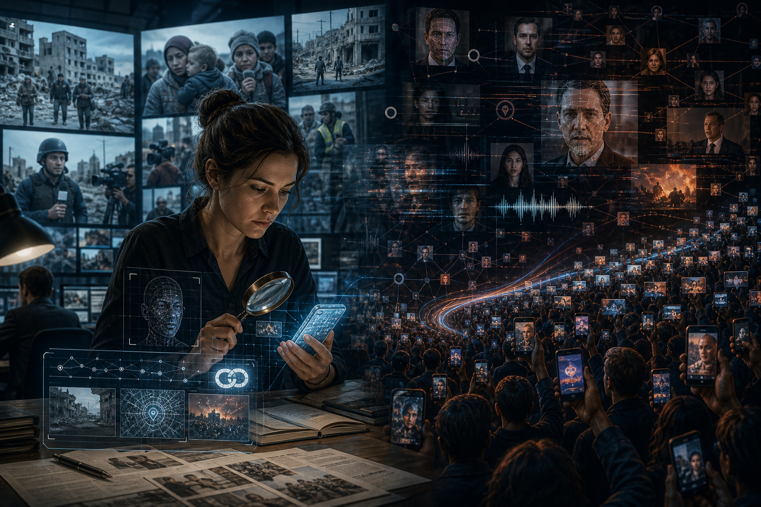 Investigator analyzes war-zone images, facial networks, and crowdsourced phone footage to trace connected events
